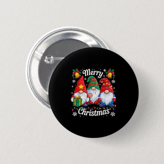 Badge Rond 5 Cm Gnomes Xmas drôle Joyeux Noël Gnomes Hommes Femmes (Devant & derrière)