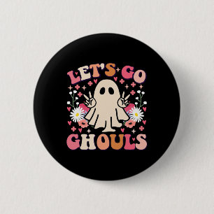 Badge Rond 5 Cm Go Ghouls Retro Fantôme Floral Super Halloween