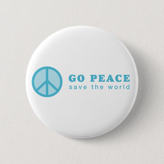 Badge Rond 5 Cm Go Peace (Bleu) (Devant)