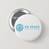 Badge Rond 5 Cm Go Peace (Bleu) (Devant & derrière)