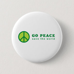 Badge Rond 5 Cm Go Peace (Vert)