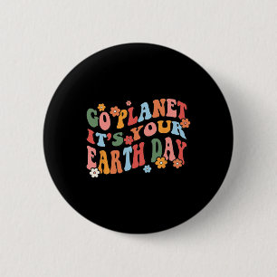 Badge Rond 5 Cm Go Planet Son Jour des terres Rétro Super