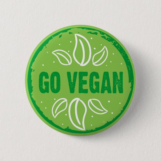 Badge Rond 5 Cm Go Vegan, végétalien, végétarien, (Devant)