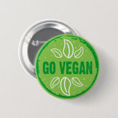 Badge Rond 5 Cm Go Vegan, végétalien, végétarien, (Devant & derrière)