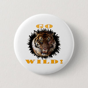 Badge Rond 5 Cm Go Wild Tiger