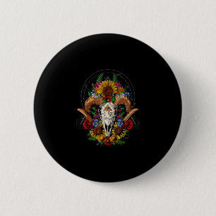 Badge Rond 5 Cm Goat Skull