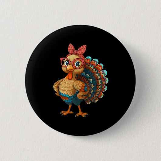 Badge Rond 5 Cm Gobble Turkey Day Happy Thanksgiving For Toddlers (Devant)