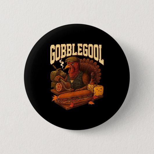 Badge Rond 5 Cm Gobbol Turkey Gobble Gool Thanksgiving Retro  (Devant)