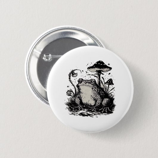 Badge Rond 5 Cm Goblincore Frog Minimal Classic Design (Devant & derrière)