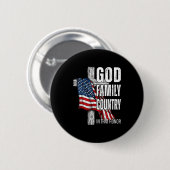 Badge Rond 5 Cm God Family Country American Flag Christian Patriot (Devant & derrière)