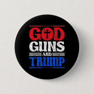 Badge Rond 5 Cm God Guns Et Trump American Flag Patriot