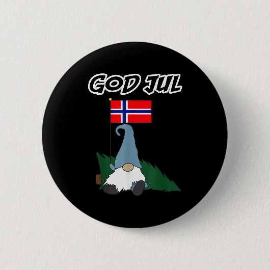 Badge Rond 5 Cm God Jul Norwegian Gnome Merry Christmas Norway Tee (Devant)