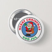 Badge Rond 5 Cm God Jul Swedish Christmas Père Noël (Devant & derrière)