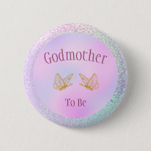 Badge Rond 5 Cm Godmother Baby shower Girl Whimsal Butterfly