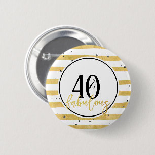 Badge Rond 5 Cm Gold 40 et Fabulous Birthday Confetti Button