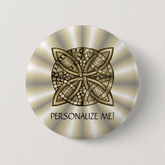 Badge Rond 5 Cm Gold Celtic Knot Design artistique original (Devant)