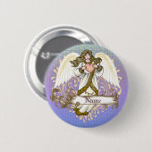Badge Rond 5 Cm Gold Christian Angel Coeur (Devant & derrière)