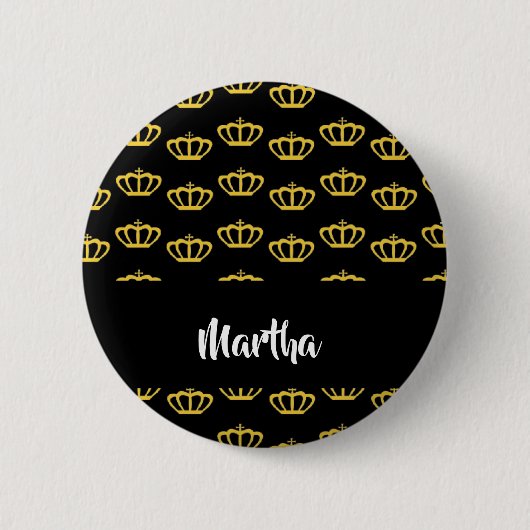 Badge Rond 5 Cm Gold crowns on black (Devant)