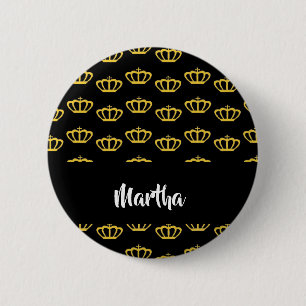 Badge Rond 5 Cm Gold crowns on black