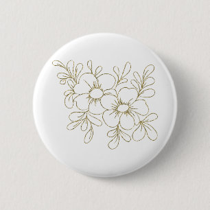 Badge Rond 5 Cm Gold Floral
