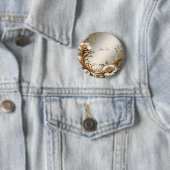 Badge Rond 5 Cm Gold Floral Button (En situation)