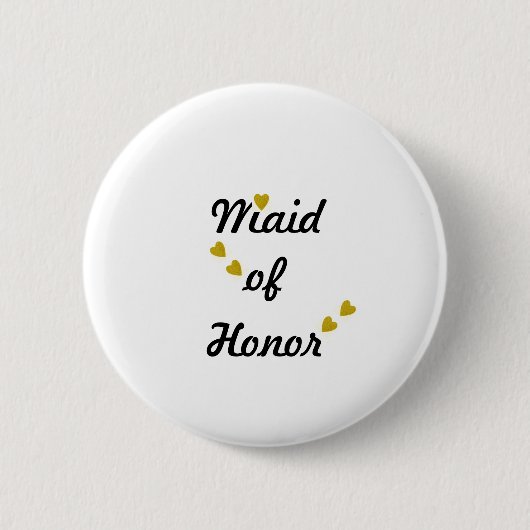 Badge Rond 5 Cm Gold Heart Maid of Honor (Devant)