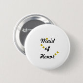 Badge Rond 5 Cm Gold Heart Maid of Honor (Devant & derrière)