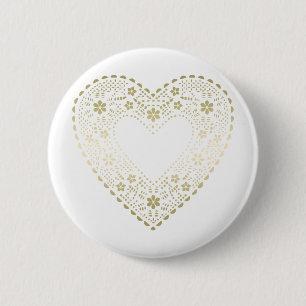 Badge Rond 5 Cm Gold Lace Heart