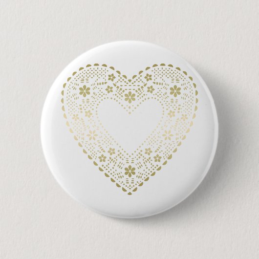 Badge Rond 5 Cm Gold Lace Heart (Devant)