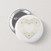 Badge Rond 5 Cm Gold Lace Heart (Devant & derrière)