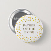 Badge Rond 5 Cm Gold Love Hearts Confetti Wedding Name (Devant & derrière)