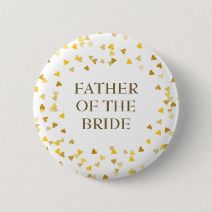 Badge Rond 5 Cm Gold Love Hearts Confetti Wedding Name