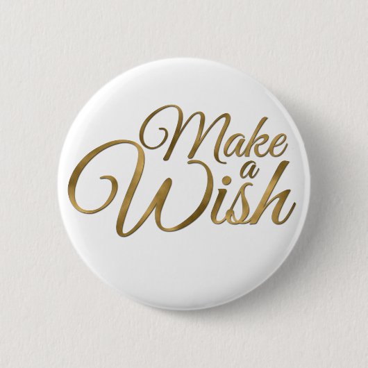 Badge Rond 5 Cm Gold Make a Wish Anniversaire (Devant)