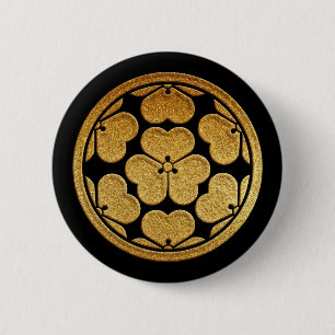 Badge Rond 5 Cm Gold Nanatsu Katabami Kamon