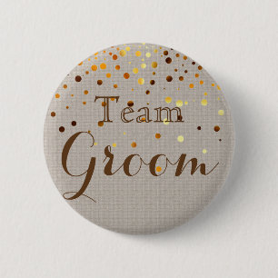 Badge Rond 5 Cm Gold Parties scintillant Faux Foil Confetti Mariag