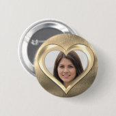 Badge Rond 5 Cm Gold Photo Frame Heart (Devant & derrière)
