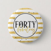 Badge Rond 5 Cm Gold Quarty & Fabable Bouton Confetti Anniversaire (Devant)