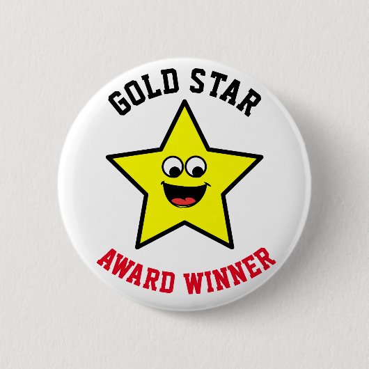 Badge Rond 5 Cm Gold Star Bonne récompense au travail (Devant)