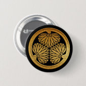 Badge Rond 5 Cm Gold Tokugawa Aoi Kamon (Devant & derrière)