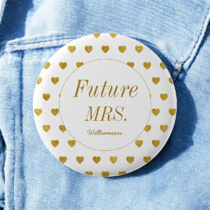 Badge Rond 5 Cm Gold White Future Mme Mariage Fête des mariées