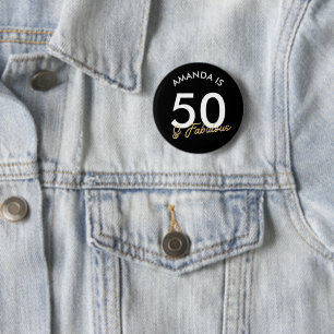 Badge Rond 5 Cm Golden 50th et fabuleux cadeau d'anniversaire mode