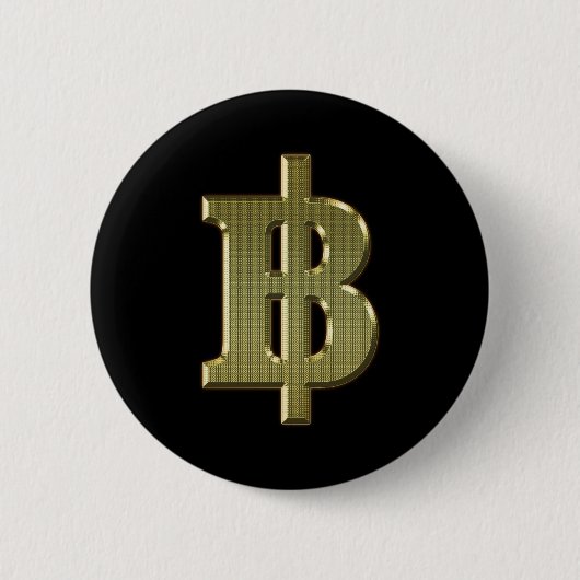 Badge Rond 5 Cm GOLDEN BAHT SIGNER ฿ devises thaïlandaises ฿ (Devant)