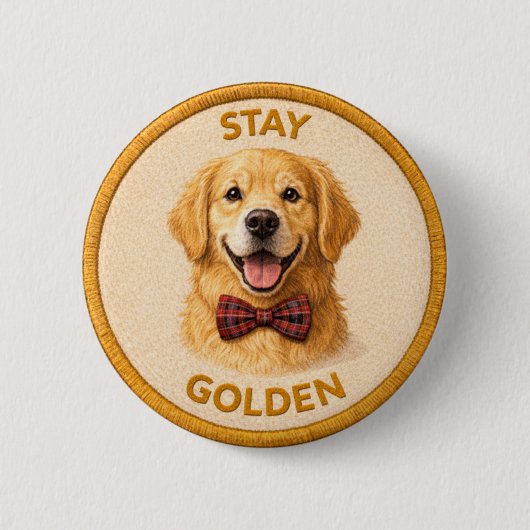 Badge Rond 5 Cm Golden Button (Devant)