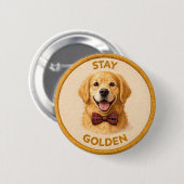 Badge Rond 5 Cm Golden Button (Devant & derrière)