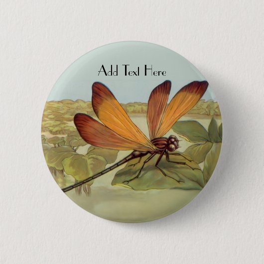 Badge Rond 5 Cm Golden Dragonfly (Devant)