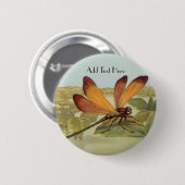 Badge Rond 5 Cm Golden Dragonfly (Devant & derrière)