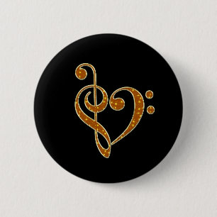 Badge Rond 5 Cm Golden Love Musical Notes