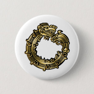 Badge Rond 5 Cm Golden Quetzalcoatl