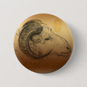 Badge Rond 5 Cm Golden Ram Année Astrologie chinoise Zodiac Button