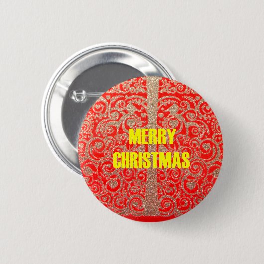 Badge Rond 5 Cm Golden Red Blanche (Devant & derrière)